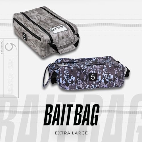6th Sense Fishing Tackle Bag Extra-Large Bait Bag – Water-Resistant, Holds 20–25 Packs (Black) - color: Black