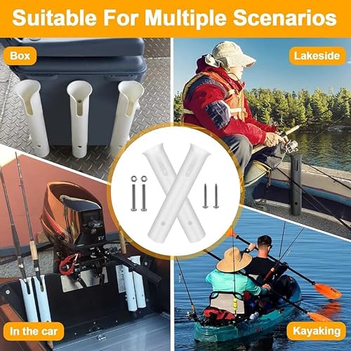 Fishing Rod Holders Wall Mounted 3 Pole Tubes Adjustable Fishing Rod Holder Bracke for Boat Kayak Garage Cooler Trailer Portable with Hardware - color: White-1 Pole