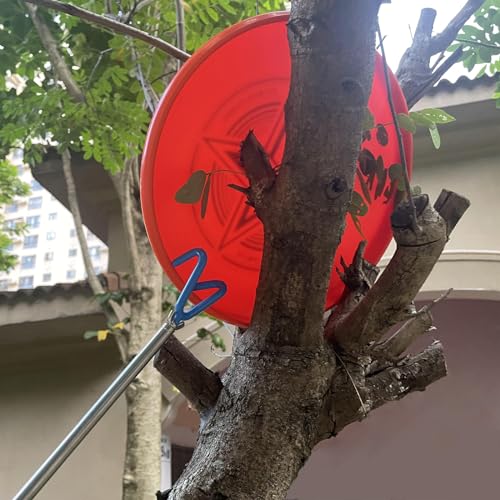 Telescoping Pickup Tool Magnetic Pole with 3 Hooks, 10 FT Telescopic Push Pull Rod Wire Reacher Grabber Disc Golf Retriever, Disc Golf Accessories