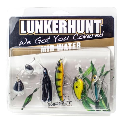 LUNKERHUNT Deep Diving Crankbaits – 4-Pack | Premium Hard Bait Fishing Lures for Bass, Walleye & Saltwater | Ideal for Deep Water Action - color: 4-Pack Mid Water