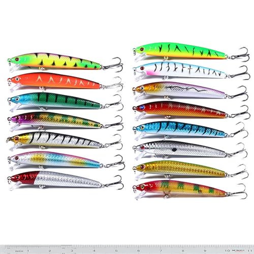 Fishing Lures Kit Minnow Popper Crank Baits Freshwater Bass Fishing Baits Set - color: DYP15PCSA