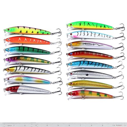 Fishing Lures Kit Minnow Popper Crank Baits Freshwater Bass Fishing Baits Set - color: DYP15PCSA
