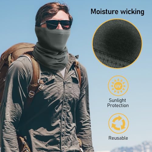 TICONN Neck Gaiter Face Cover Scarf, Neck Warmer Breathable Sun & Wind-proof for Skiing Fishing Hiking Cycling - color: 1 Black+1 Dark Gray, style: Quick Dry