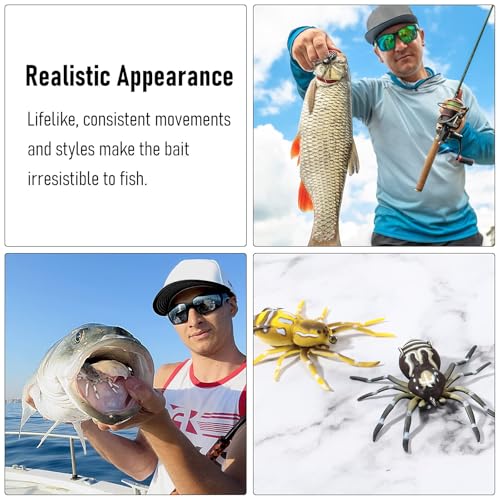 Sumind 4 Pieces Spider Lures Fishing Bass Spider Lure Freshwater Fishing Lures for Bass 1.9 Inch Length Weigh 0.2 oz - color: Multi Color