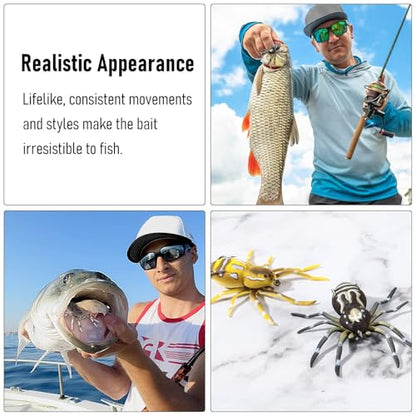 Sumind 4 Pieces Spider Lures Fishing Bass Spider Lure Freshwater Fishing Lures for Bass 1.9 Inch Length Weigh 0.2 oz - color: Multi Color