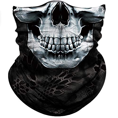 Obacle Neck Gaiter Face Mask Bandana for Dust Wind Sun Protection for Men Women - color: Black Nose White