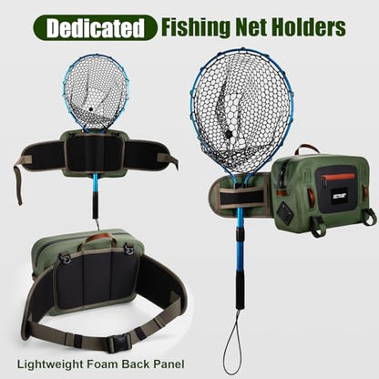 Goture Waterproof Fishing Waist Pack,IPX8 840D TPU Large Tackle Bag with Rod Holder,Airtight Zipper Closure,Detachable Water Bottle Holder, 10L Fly Fishing Bag with Adjustable Strap,Sling Fanny Pack - color: B1:10L Green Waterproof Tackle Bag