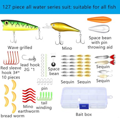 Sosation 134 Pcs Fishing Tool Fishing Tackle Box Kit and Equipment for Adults Beginner Gift, Hook Remover, Pliers Kit, Backpack Tackle Container Lures, Lip Gripper, Weigh Scale - color: Desert Camouflage