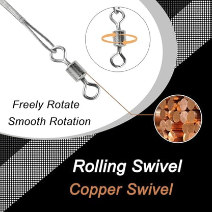 QISHUO Steel Swivel Fishing Leaders Freshwater Wire Stainless Fishing Leader Saltwater Fishing Rigs Wire Leaders Lures White Nickel - color: Silver, size: Size #2 (7.8in-30lb) 40pcs