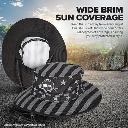 Soul of Adventure Bucket Hat | UV 50+ for Adults | Sun Protection with Adjustable Fit, Moisture-Wicking Fabric - color: American Flag Navy