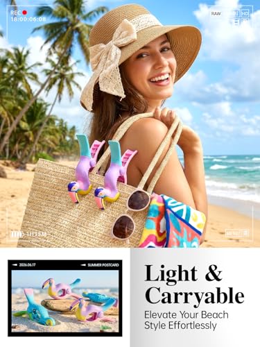 Towel Clips for Beach Chairs, 8 Pack Heavy Duty Beach Towel Clips - Cute Ocean Series with Mermaid/Flamingo/Parrot Designs, Windproof Clothespins for Cruise, Pool & Patio - style: Mermaid Tail + flamingo + parrot