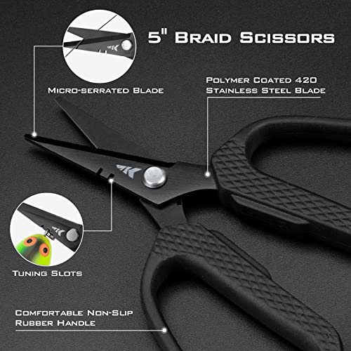KastKing Kalibrate Fishing Line Spooler & 5’’ Braid Scissors - W/Line Counter, Patented Accessories, Portable, Compact, for Spinning & Casting Reels - No Line Twist, Fishing Gears Gifts for Men - style: Patented Line Spooler & Scissor - Black