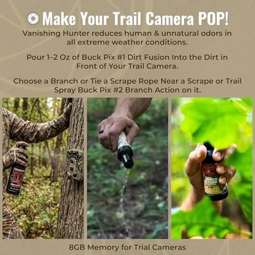 Buck Fever Buck Pix 2,3,4-Piece kit - Synthetic Deer Scent (4 oz Branch Action & 4 oz Dirt Fusion) for Whitetail & Mule - Non-Spoiling Deer Attractant for Outdoor Trail Camera - size: 4 - Piece Combo