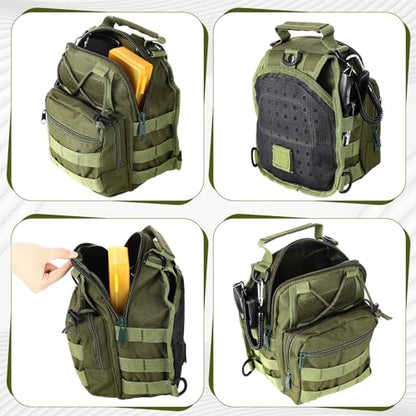 Sosation 134 Pcs Fishing Tool Fishing Tackle Box Kit and Equipment for Adults Beginner Gift, Hook Remover, Pliers Kit, Backpack Tackle Container Lures, Lip Gripper, Weigh Scale - color: Army Green