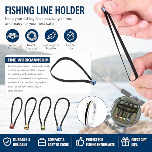 Fishing Line Keeper, Fishing Tippet Spool Ring, 4Pcs Elastic Fabric Fly Fishing Tippet Rings Wire Loop Leader Fishing Accessories
