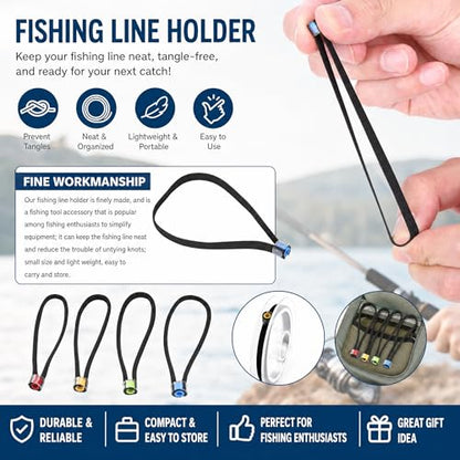 Fishing Line Keeper, Fishing Tippet Spool Ring, 4Pcs Elastic Fabric Fly Fishing Tippet Rings Wire Loop Leader Fishing Accessories