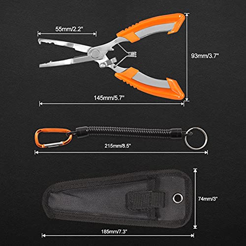Fishing Pliers Bent Nose Stainless Steel Hook Remover Fishing Scissors Fishing Line Cutter Split Ring Pliers Wire Cutter Braid Cutter Multi-Purpose Fishing Pliers with Sheath and Lanyard - style: Bent Nose