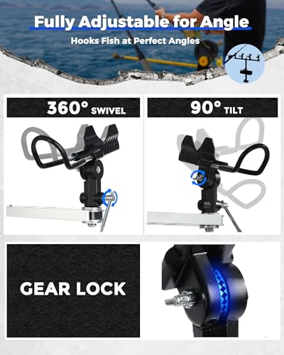 Spider Fishing Rod Holders for Boat, Aluminum Crappie Fishing Pole Mount, Adjustable Height & Angle, Boat Rod Rack for Spider Rigging - style: 1 Pack, Fishing Rod Holder