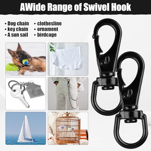 Stainless Steel Swivel Eye Snap Hook, 5 Pack (2.7 Inch) Heavy Duty Flag Clips for Flagpole Rope, Diving Clips Spring Hooks for Bird Feeders, Pet Chains, Dog Tie-Out Cable, Keychains