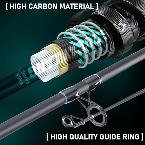 Sougayilang Surf Fishing Rod Combo Medium/Heavy 3 Piece Baitfeeder Spinning Combo with 4000 Size Reel for Travel - size: 9FT Rod with 4000 Reel