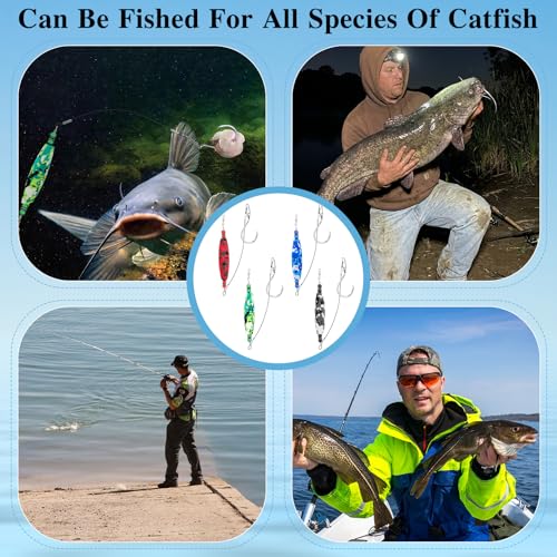 Soulchen 4 Pcs Catfish Float Rigs Fishing Bobbers 3 Inch Float Popping Corks Catfishing Equipment Tackle Combo EVA Peg High Buoyancy Body Circle Hooks Weight - color: Fashion