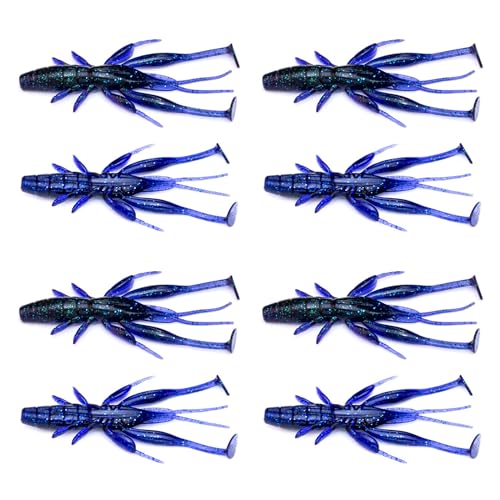 8 PCS Soft Crawfish Lures Fishing Craw Baits Artificial Lures Baits Swimbait for Carp Bass Crawfish Lure Artificial Swimbait Outdoor - color: dark blue 1