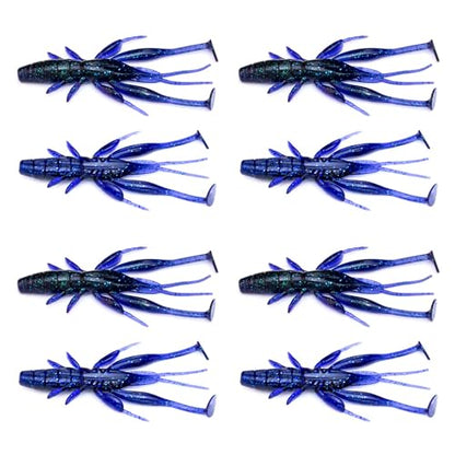 8 PCS Fishing Crawfish Lure Soft Shrimp Baits Lure Artificial Swimbait Soft Lures for Freshwater Saltwater Fishing Crawfish Artificial Swimbait Outdoor - color: dark blue 1