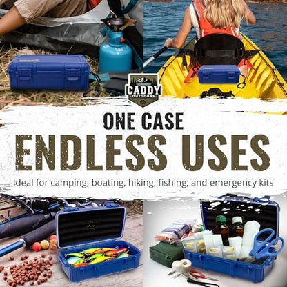 Waterproof Storage Case 1.2 L Capacity – Heavy-Duty Gear Box with Foam, Carabiner & Lanyard – Crushproof, Airtight Outdoor Container for Camping, Hiking, Fishing - color: Navy Blue