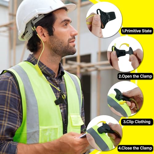 MELOTOUGH Coiled Lanyard,Hard Hat Lanyard with Clamp End,No Snag Design for Hard Hat,Weight Capacity 2lbs - color: Yellow