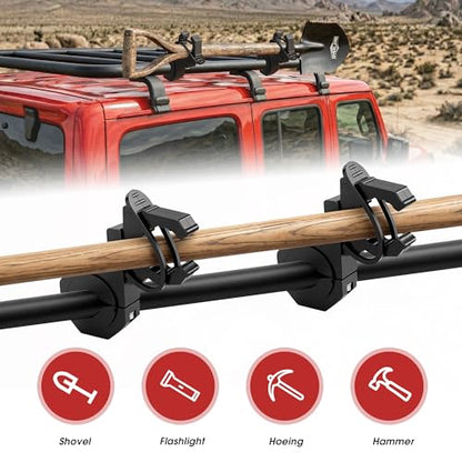 Quick Release Boat Hook Holders Roll Cage Clamp Mount Kit, 1/1.5/1.75 Inch Rubber Clamp Holder for Boat ATV UTV,Secure Mount for Shovel, Fishing Rod, Tools & Off-Road Equipment