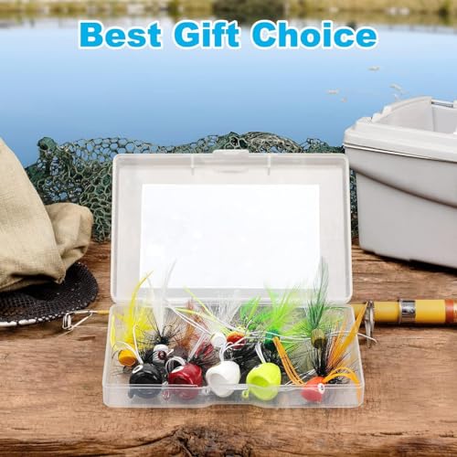 Fly Fishing Poppers Flies, Fly Popper Lures Bass Bluegill Crappie Trout Salmon Panfish Perch Popper Flies Kit for Fly Fishing - color: 12pcs 3 Size Popper Flies