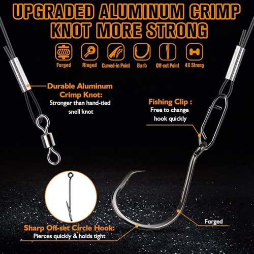 Dovesun Catfish Rigs Take Down Rigs for Catfish Float Rigs with Rattles Santee Rig Circle Hooks 6/0 8/0 Ready to Use Catfishing Tackle 6pcs - size: 6/0Hook * 6PCS