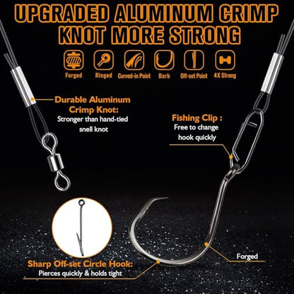 Dovesun Catfish Rigs Take Down Rigs for Catfish Float Rigs with Rattles Santee Rig Circle Hooks 6/0 8/0 Ready to Use Catfishing Tackle 6pcs - size: 6/0Hook * 6PCS