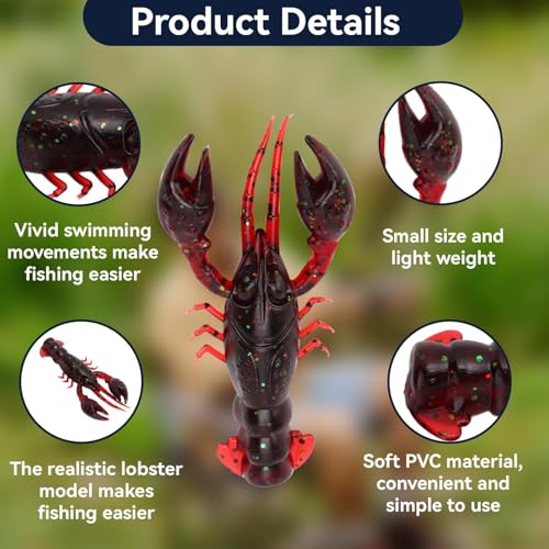HERCHR Soft Fishing Lure Crawfish Bait Shrimp Lobster Claw Artificial Lure 10pcs Soft Lure Baits - color: RED