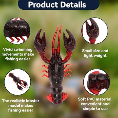 HERCHR Soft Fishing Lure Crawfish Bait Shrimp Lobster Claw Artificial Lure 10pcs Soft Lure Baits - color: RED