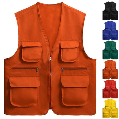 Cambkatl Men's Lightweight Fishing Vest Casual Outdoor Safari Travel Cargo Jacket Waistcoat with Multi Pockets - color: 01 Black, size: X-Large