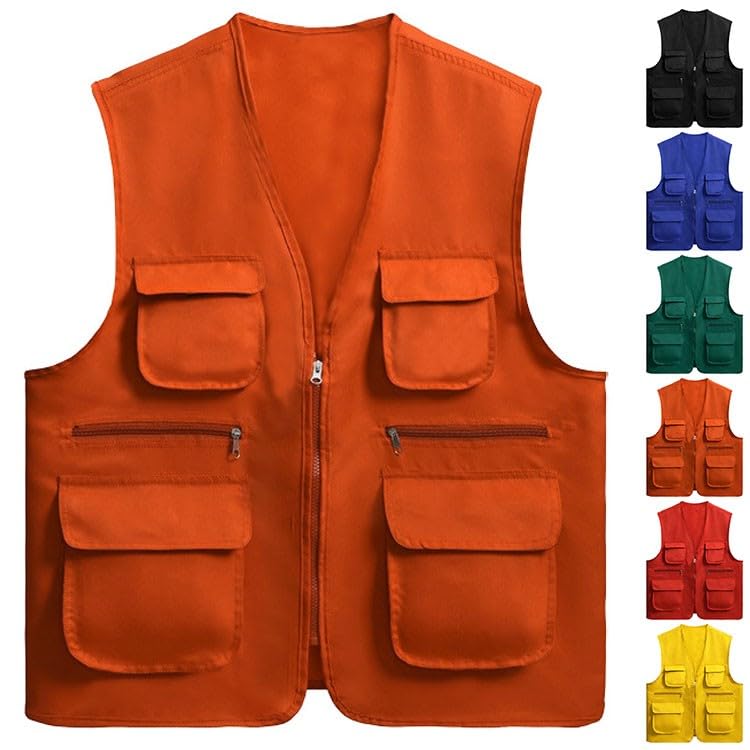 Cambkatl Men's Lightweight Fishing Vest Casual Outdoor Safari Travel Cargo Jacket Waistcoat with Multi Pockets - color: 01 Blue, size: X-Large