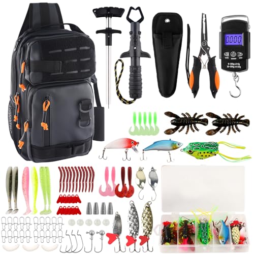 Hikary Fishing Backpack with Tackle Boxes,Fishing Tool Kit,Lightweight Outdoor Water-Resistant Fishing Shoulder Bag with Rod Holder Fisherman Gift Saltwater Freshwater - color: Black