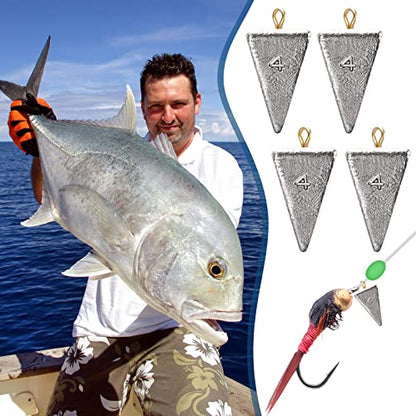Shimeyao 18 Pieces Pyramid Sinkers Fishing Weights Triangle Fishing Sinkers Rig Pyramid Sinker for Ocean Saltwater Surf Bass Casting Gear Tackle - size: 4 oz