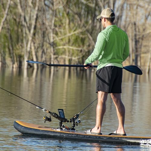 SUP Angler Lite Universal Paddle Board Mount with Paddle Board Fishing Rod Holders, Phone Holders, Cup Holders; Paddle Board Accessories - style: Elite: 1 Rod Holder / 1 Bait Board / 1 Waterproof Phone Case