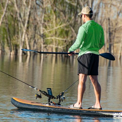 SUP Angler Lite Universal Paddle Board Mount with Paddle Board Fishing Rod Holders, Phone Holders, Cup Holders; Paddle Board Accessories - style: Elite: 1 Rod Holder / 1 Bait Board / 1 Waterproof Phone Case