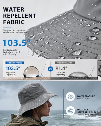 Water-Resistant Sun UPF 50+ Bucket Hat Protection Packable Brimmed Boonie for Women Men Summer Lightweight Hiking Outdoor Cap - color: Grey