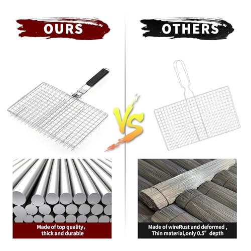 Portable Grill Baskets WINHONW Bbq net BBQ Grilling Basket veggie grill basket Folding with Removable Handle.Grill Vegetable basket BBQ Accessories Grilling Barbecue Basket Grill Baskets Grill net for Outdoor Grilling