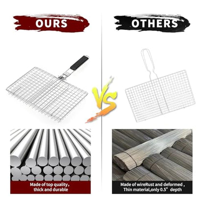 Portable Grill Baskets WINHONW Bbq net BBQ Grilling Basket veggie grill basket Folding with Removable Handle.Grill Vegetable basket BBQ Accessories Grilling Barbecue Basket Grill Baskets Grill net for Outdoor Grilling