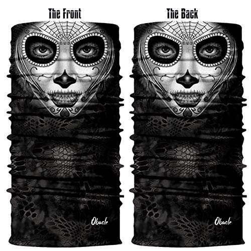 Obacle Skull Face Mask for Women Dust Wind Sun Protection Rave Festival Riding - color: Women Gray Face Slim
