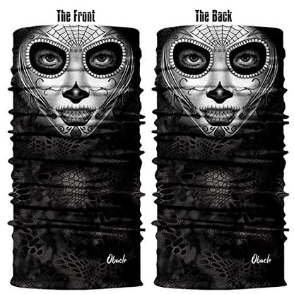 Obacle Skull Face Mask for Women Dust Wind Sun Protection Rave Festival Riding - color: Women Gray Face Slim