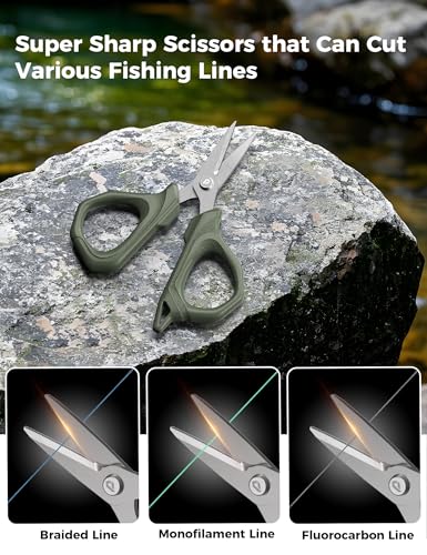 Fishing Tools Kit, Fishing Pliers,Fishing Scissors, Fishing Line Cutter for Braided Fishing Line,Fishing Gear with Lanyard - color: 6.5"Fishing Pliers Green