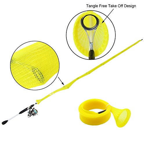 Mr. Z Pack of 4 Casting Fishing Rod Sleeves with 2 Rod Straps Fishing Rod Covers Pole Jacket Rod Socks - color: Yellow