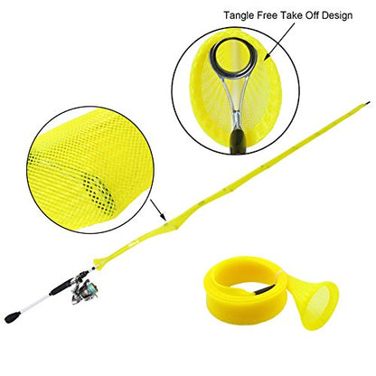 Mr. Z Pack of 4 Casting Fishing Rod Sleeves with 2 Rod Straps Fishing Rod Covers Pole Jacket Rod Socks - color: Yellow