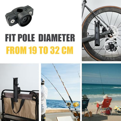 VEXPLO Bike Fishing Rod Holder for Bike Rack with Pole Mount Clamp | Adjustable Fishing Pole Holder for Bike, Compatible with Ebike Golf Cart Scooter Motorcycle etc to the Fishing Spots - style: 2 Carbon Black